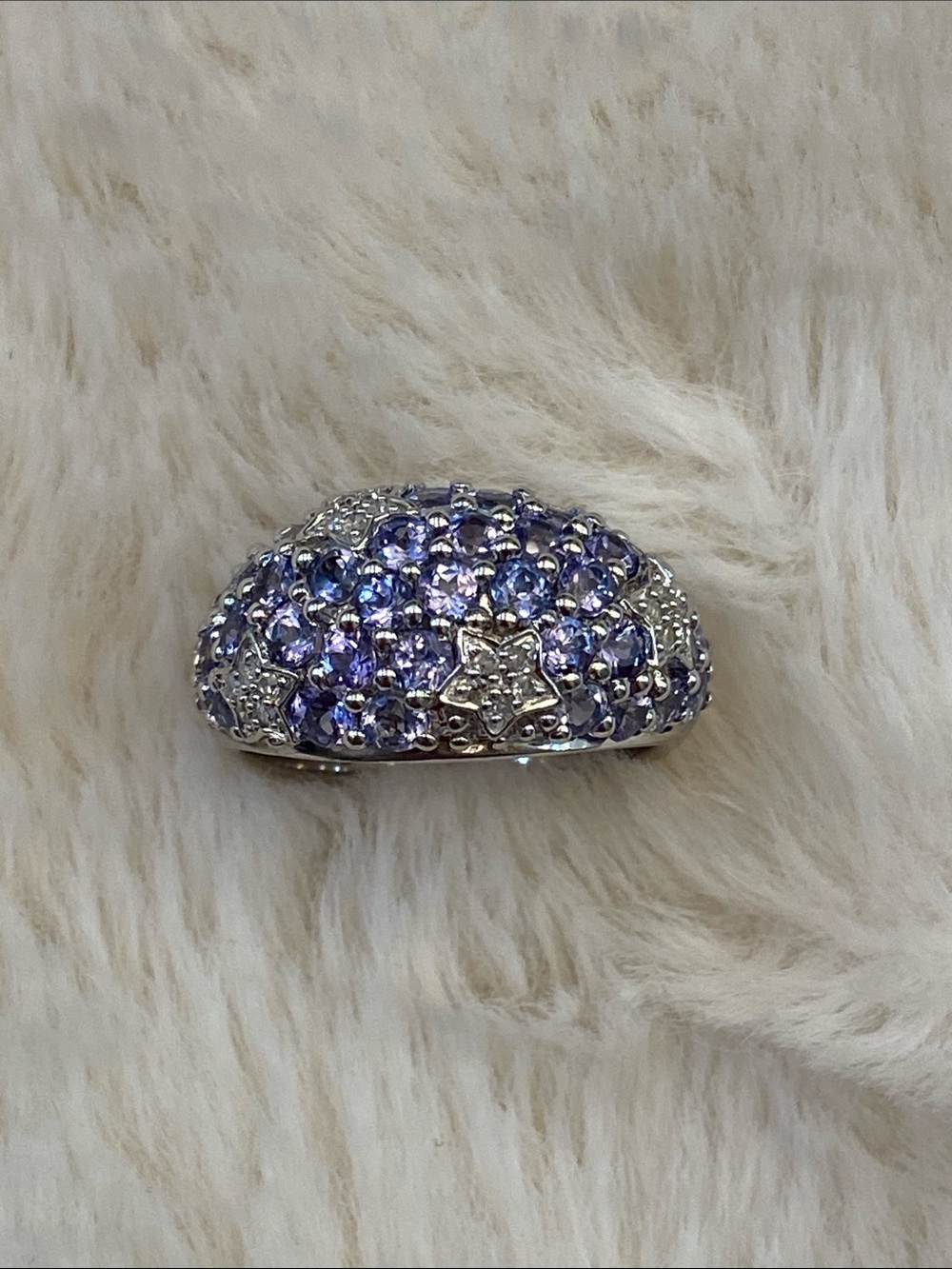 Tanzanite Diamond Domed Ring